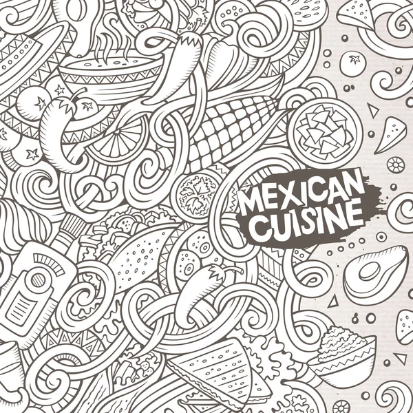 Иллюстрация мексиканских пищевых каракулей — стоковый вектор