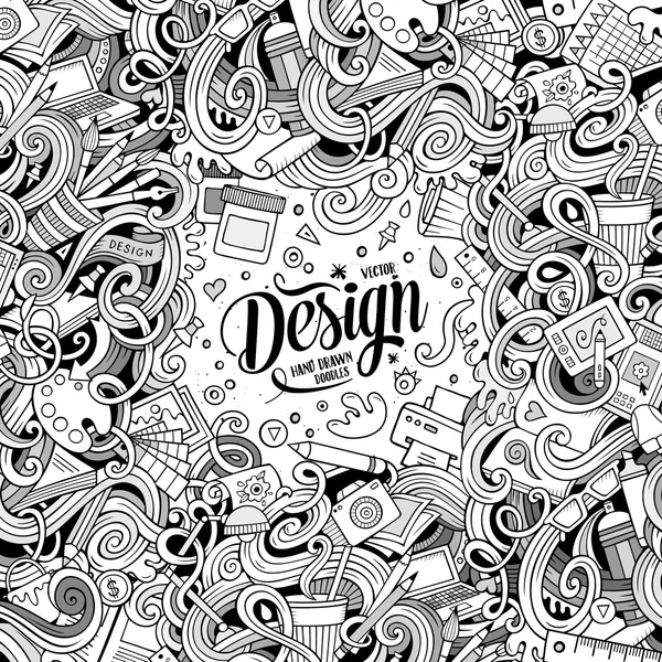 Desenhos animados bonito doodles design frame — Vetor de Stock