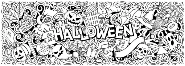 Καλή Halloween Χέρι Ζωγραφισμένα Κινούμενα Σχέδια Doodles Εικόνα Διακοπές Αστεία — Φωτογραφία Αρχείου