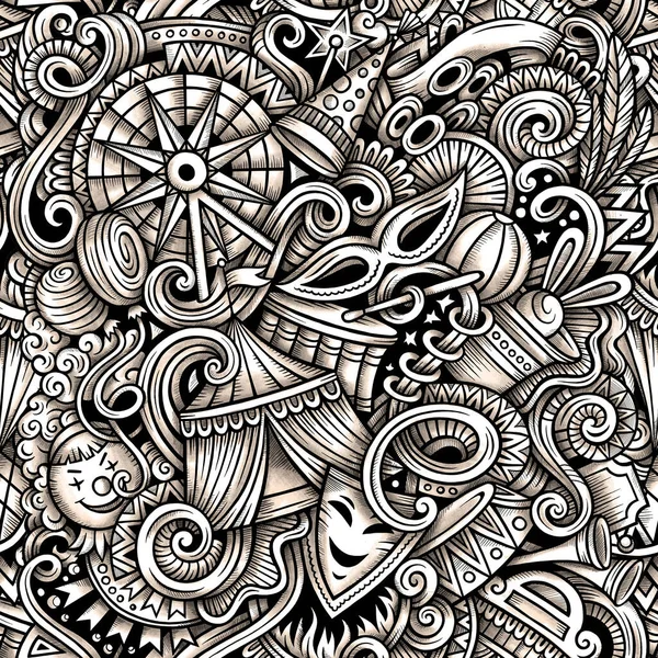 Amusement Park Hand Drawn Doodles Seamless Pattern Funpark Graphics Background — Φωτογραφία Αρχείου