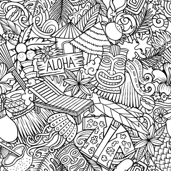 Cartoon doodles Hawaii seamless pattern. — Stock fotografie