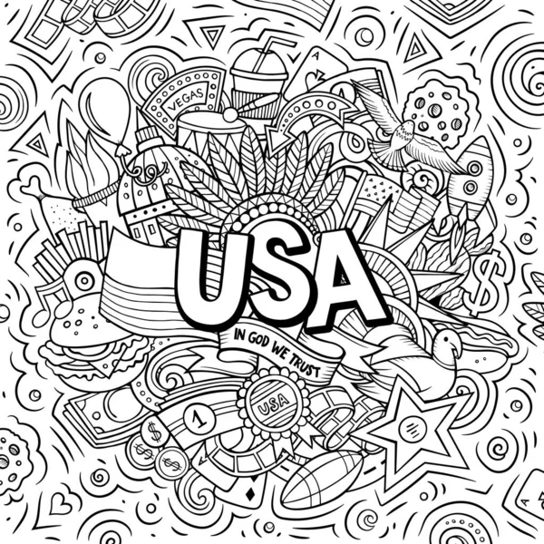 USA ręcznie rysowane kreskówki doodle ilustracja. — Zdjęcie stockowe