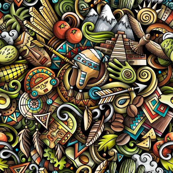 Cartoon doodles Peru seamless pattern. — Stock fotografie