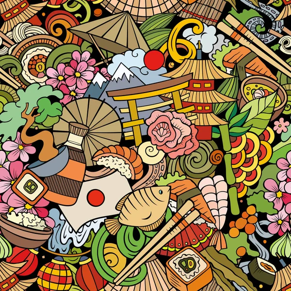 Cartoon doodles Japan seamless pattern.