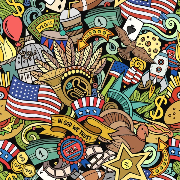 Cartoon doodles ΗΠΑ αδιάλειπτη μοτίβο. — Φωτογραφία Αρχείου