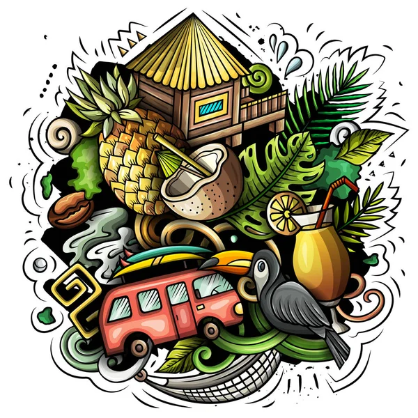 Hawaii cartoon raster doodle ontwerp — Stockfoto