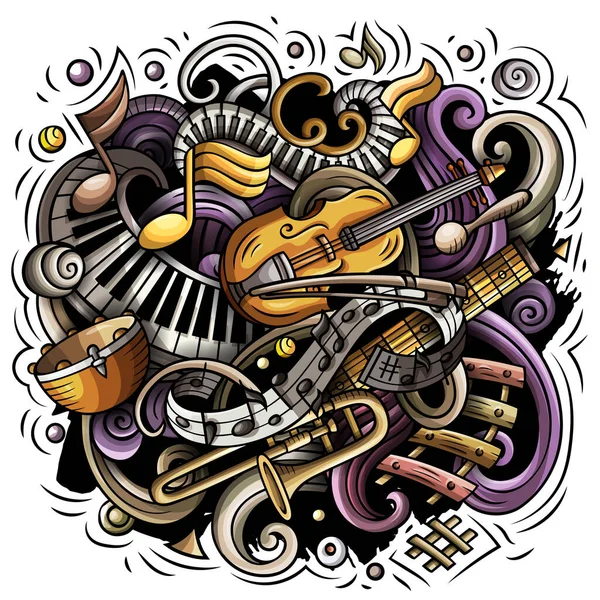 Cartoon raster doodles Illustration musicale classique — Photo