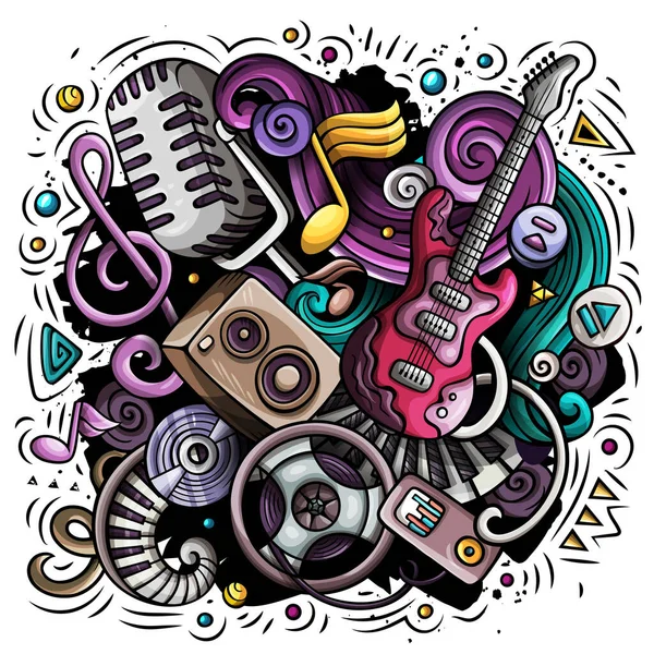Cartoon raster doodles Disco music illustration — Stock fotografie