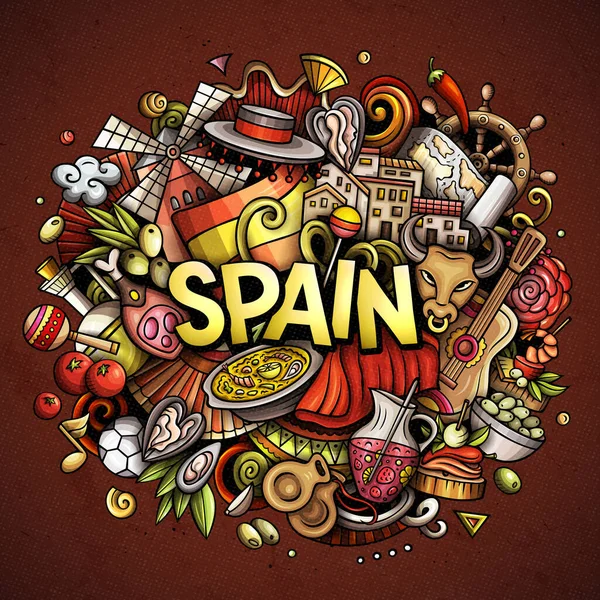 Ilustrasi Corat Coret Kartun Buatan Spanyol Desain Spanyol Yang Lucu — Stok Foto