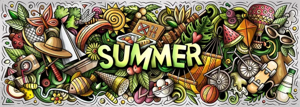 Letní ručně kreslený kreslený kreslený obrázek. — Stock fotografie