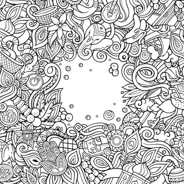 India Dibujado Mano Raster Garabatos Ilustración Diseño Tarjeta Marco Indio —  Fotos de Stock