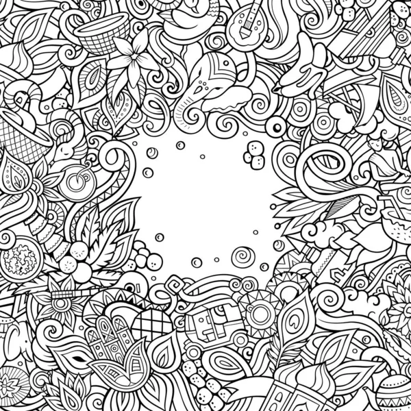 Indien Handgezeichnete Raster Doodles Illustration Indisches Rahmenkartendesign Lustige Elemente Und — Stockfoto