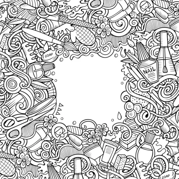 Καρφί Σαλόνι Χέρι Που Raster Doodles Εικονογράφηση Σχεδιασμός Κάρτας Πλαίσιο — Φωτογραφία Αρχείου