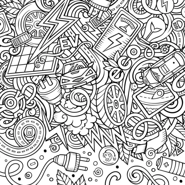 Desenhos animados doodles carros elétricos frame design — Fotografia de Stock