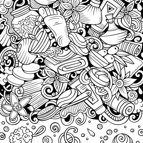 Ilustracja ręcznie narysowanych rastrowych bazgrołów. Projekt karty do pokoju kąpielowego. — Zdjęcie stockowe