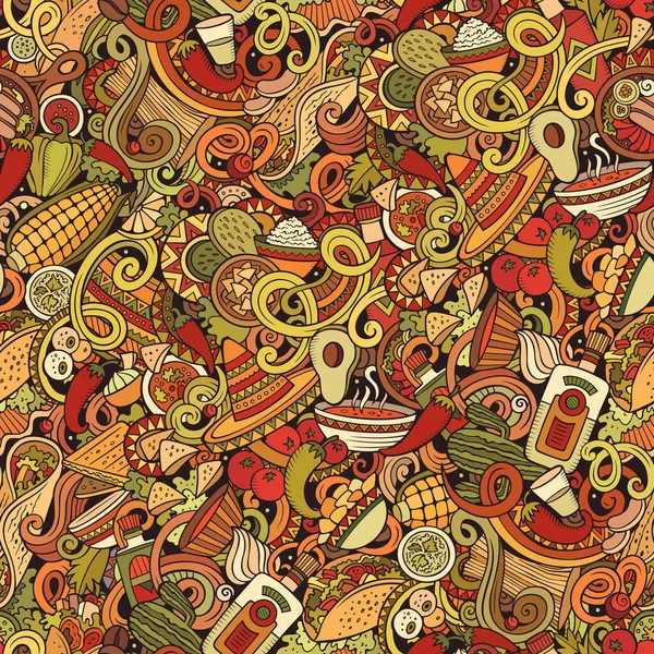 Mexicano Food mão desenhada doodles padrão sem costura. — Fotografia de Stock