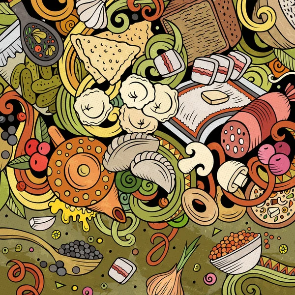 Карикатурные растровые рисунки Российская пищевая рамка — стоковое фото