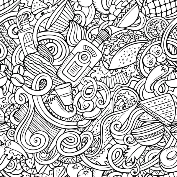 Mexican Food hand drawn doodles seamless pattern. — Stock Photo, Image