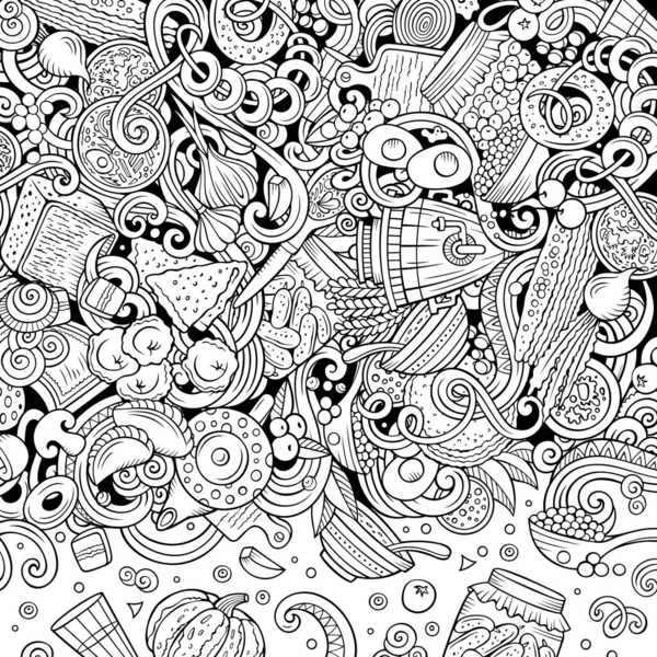 Tecknad raster doodles ryska mat ram — Stockfoto
