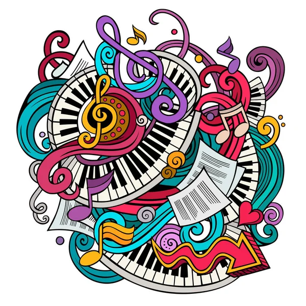 Desenhos animados bonito doodles Ilustração da música — Fotografia de Stock