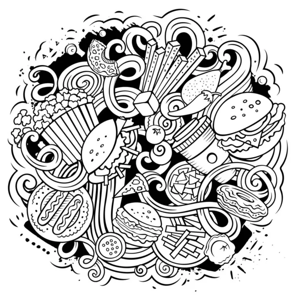 Fastfood χέρι που raster doodles εικονογράφηση. — Φωτογραφία Αρχείου