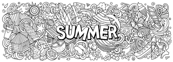 Zomer met de hand getekend cartoon doodle illustratie. — Stockfoto