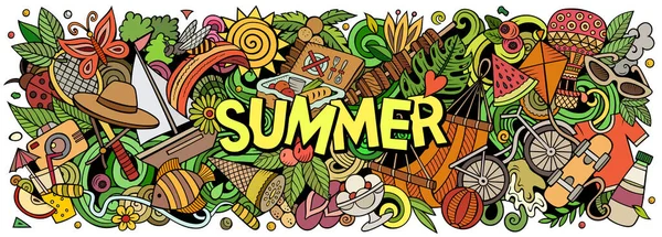 Zomer met de hand getekend cartoon doodle illustratie. — Stockfoto