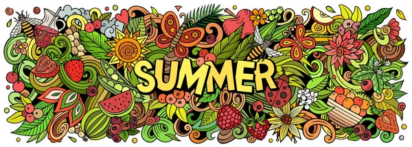 Zomer met de hand getekend cartoon doodle illustratie. — Stockfoto