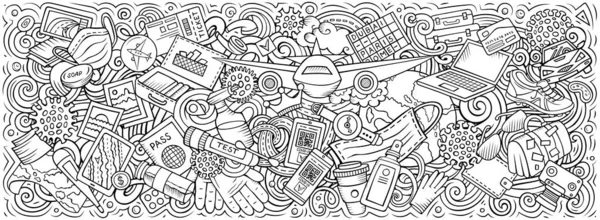 Reisehandgezeichnete Cartoon Doodles Illustration. — Stockfoto