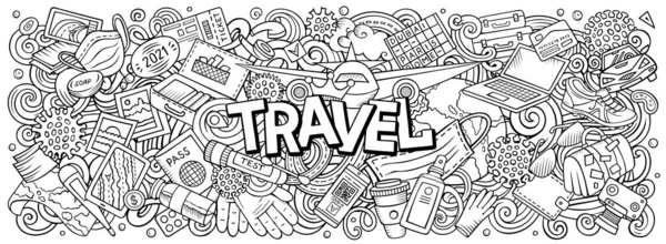 Reizen met de hand getekend cartoon doodle illustratie. Grappig vakantie ontwerp. — Stockfoto