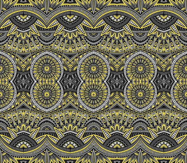 Abstrakte Ethnische Teppichornament Nahtlose Muster Vector Vintage Gelb Und Grau — Stockvektor