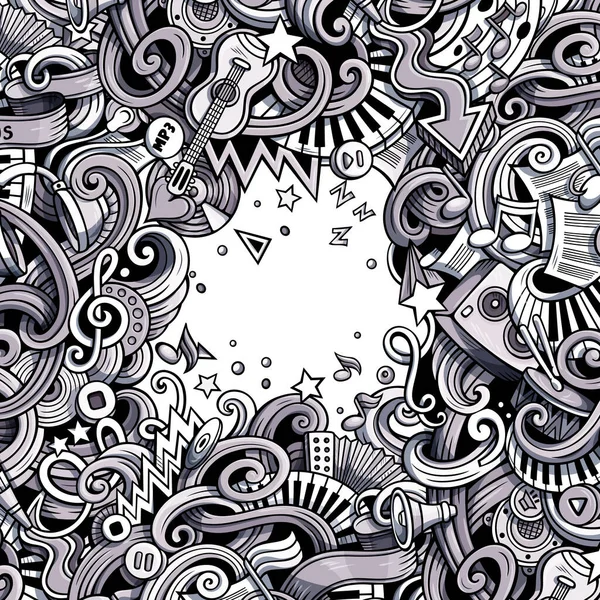 Illustration Gribouillis Vectoriels Dessinés Main Conception Cadre Musical Éléments Sonores — Image vectorielle