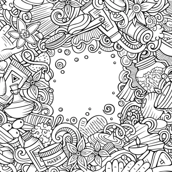 Масаж Рукою Намальовані Векторні Каракулі Ілюстрації Дизайн Рамкової Картки Спа — стоковий вектор
