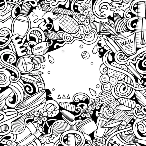 Нігтьовий Салон Вручну Намальований Векторні Каракулі Ілюстрації Дизайн Карти Манікюру — стоковий вектор