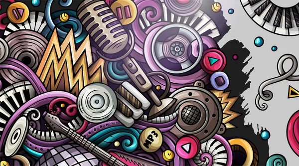 Disco Music Handgezeichnetes Doodle Banner Cartoon Raster Detaillierte Flyer Illustration — Stockfoto