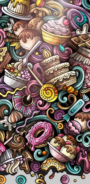 Desserter Handritade Doodle Banner Tecknad Raster Detaljerad Flygblad Illustration Med — Stockfoto