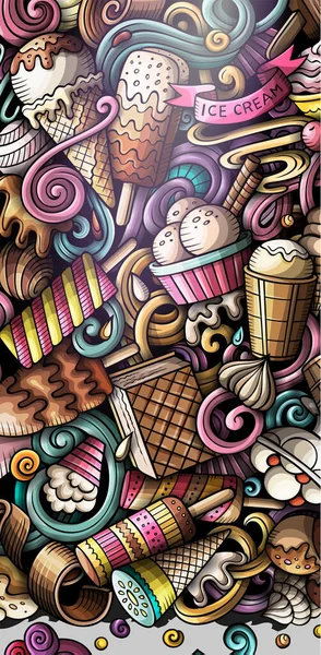 Ice Cream Hand Drawn Doodle Banner Cartoon Raster Detailed Flyer — Stockfoto