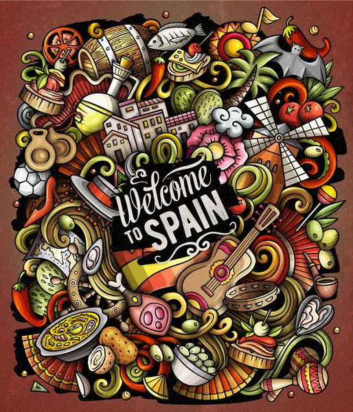 Spanya Çizgi Filmi Raster Çizimleri Spanyol Poster Tasarımı Avrupa Elementleri — Stok fotoğraf
