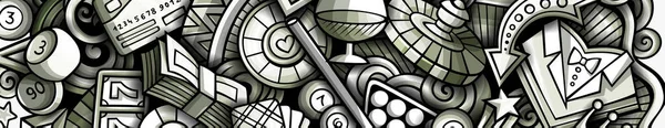 Casino Handgezeichnetes Doodle Banner Cartoon Raster Detaillierte Flyer Illustration Mit — Stockfoto