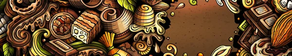 Шоколадний Ручний Каракулевий Банер Мультфільм Растровий Детальний Флаєр Ілюстрація Какао — стокове фото
