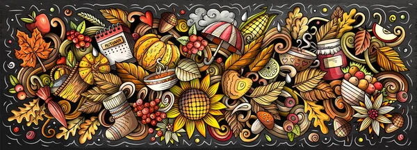 Autumn Natureza Mão Desenhada Desenho Animado Doodle Ilustração Design Sazonal — Fotografia de Stock