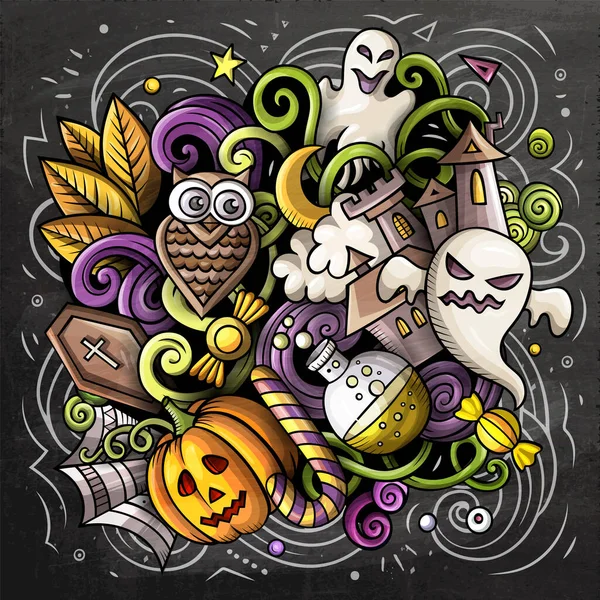 Szczęśliwego Halloween kreskówki raster ilustracja. — Zdjęcie stockowe