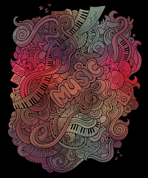 Vektor doodles musikaliska konst bakgrund — Stock vektor