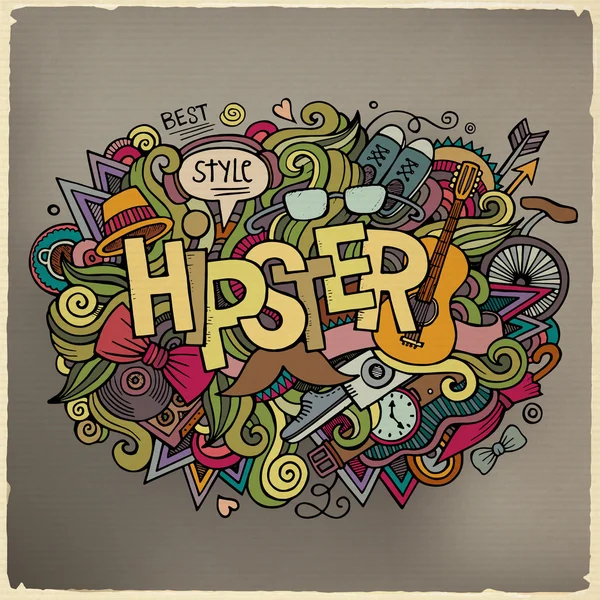 Hipster mão lettering e doodles elementos de fundo —  Vetores de Stock