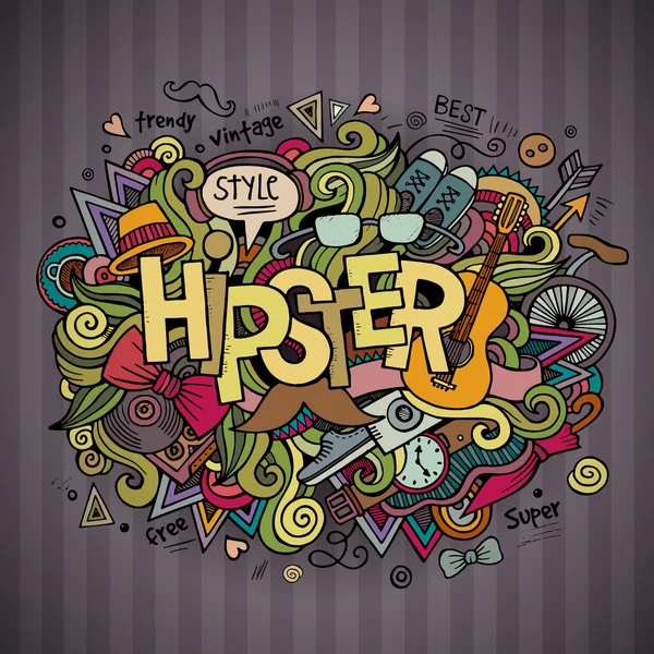 Hipster mano letras y garabatos elementos de fondo — Vector de stock