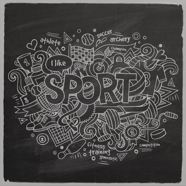 Sport strony napis i doodles elementy tła. — Wektor stockowy