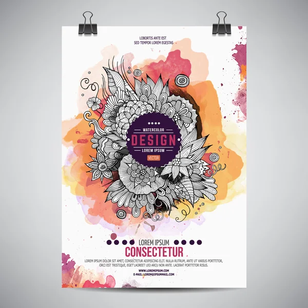 Vector aquarel verf floral poster — Stockvector