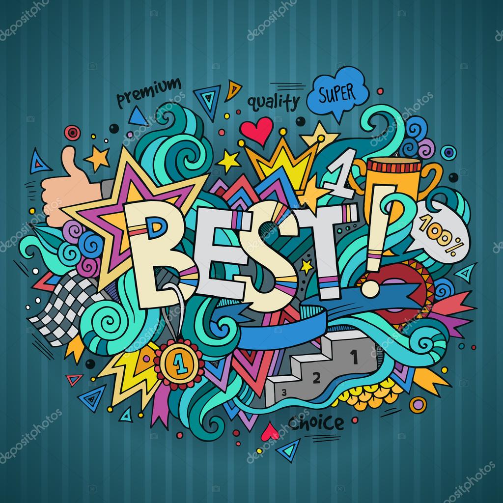 Best hand lettering and doodles elements background. Vector illustration