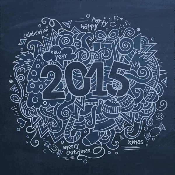 2015 year hand lettering and doodles elements background — Stock Vector