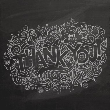 Thank You hand lettering and doodles elements background clipart